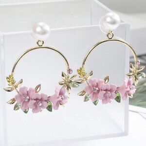 Boho Round Circle Earrings Sweet Flower jewelry